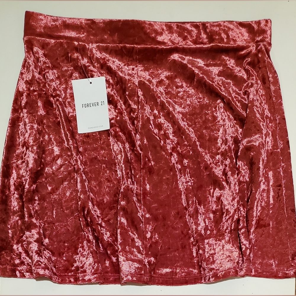 Forever 21 Crushed Velvet Skater Mini Skirt Size Large